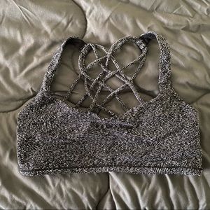 lululemon athletica Black Heather Strappy Back Sports Bra